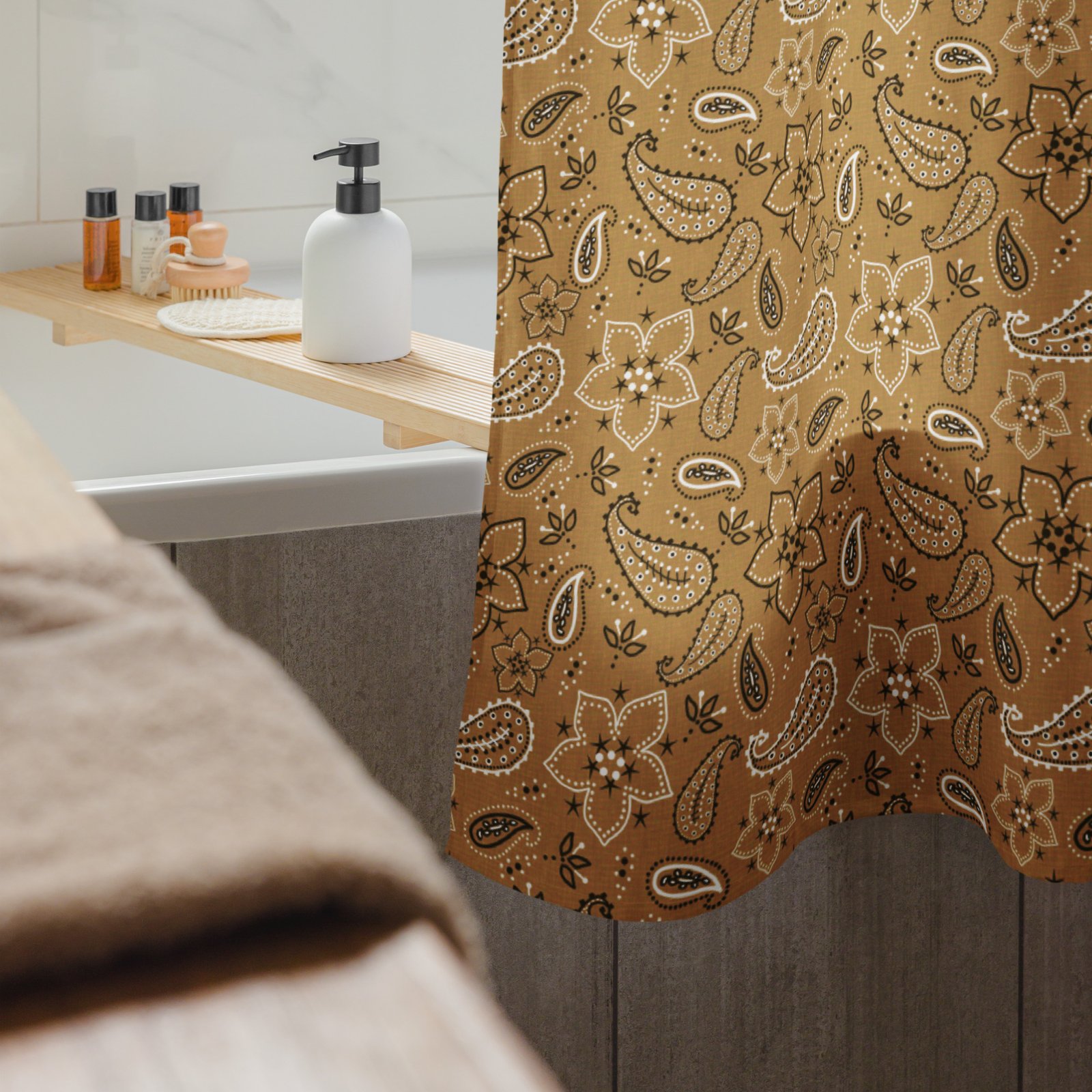 Mustard Bandana Shower Curtain - Image 5