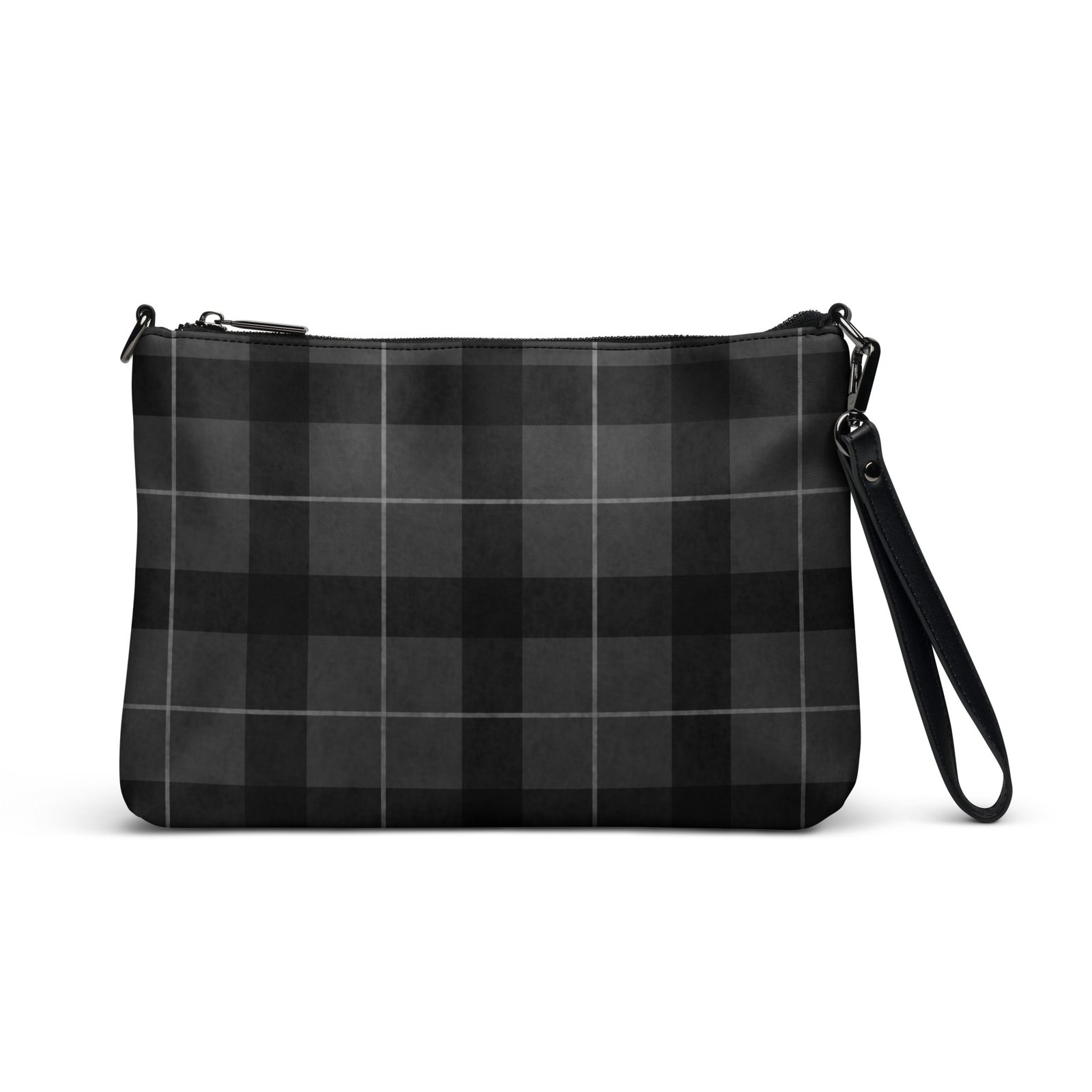 Black and Gray Plaid Crossbody Bag - Image 2