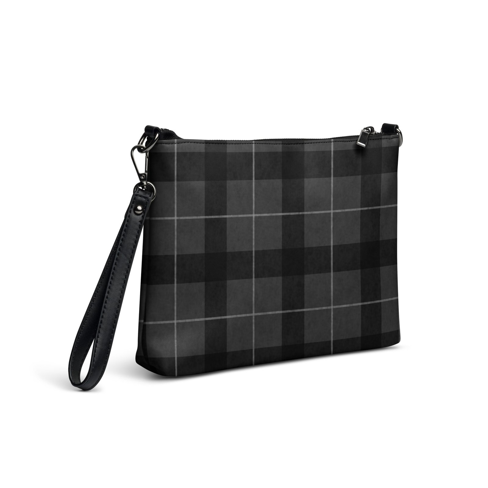 Black and Gray Plaid Crossbody Bag - Image 3