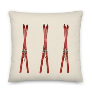 Trio of Red Vintage Skis Premium Pillow